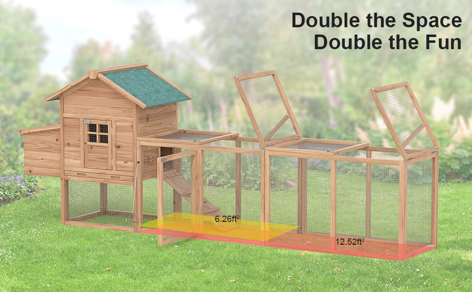 Durable Outdoor Chicken Coop for 5 Chickens – Weatherproof Wooden Hen House with Run, Nesting Box & Removable Tray