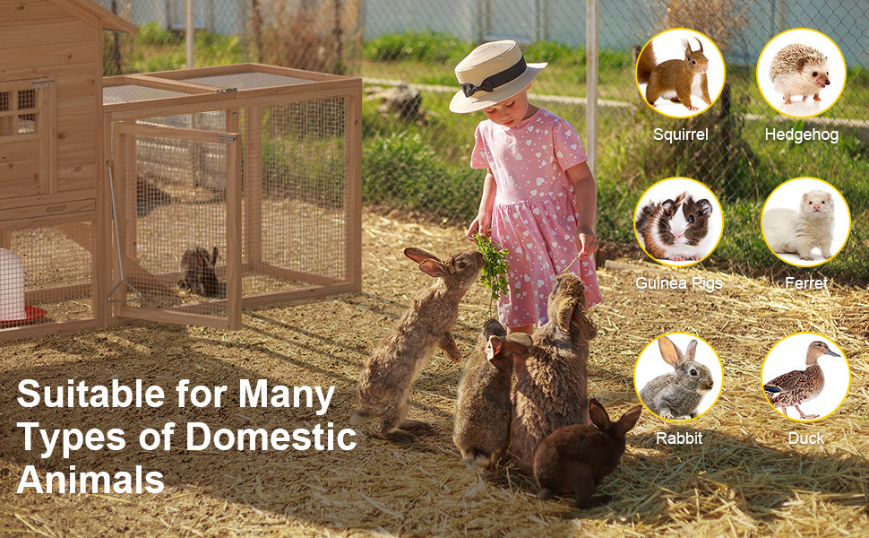 Durable Outdoor Chicken Coop for 5 Chickens – Weatherproof Wooden Hen House with Run, Nesting Box & Removable Tray