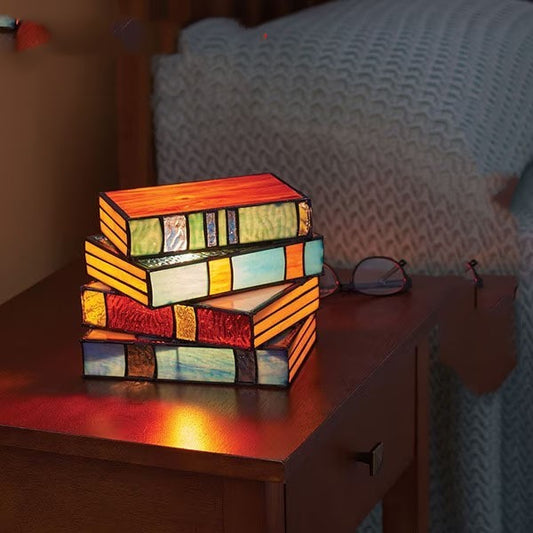 Stained Glass Books Lamp