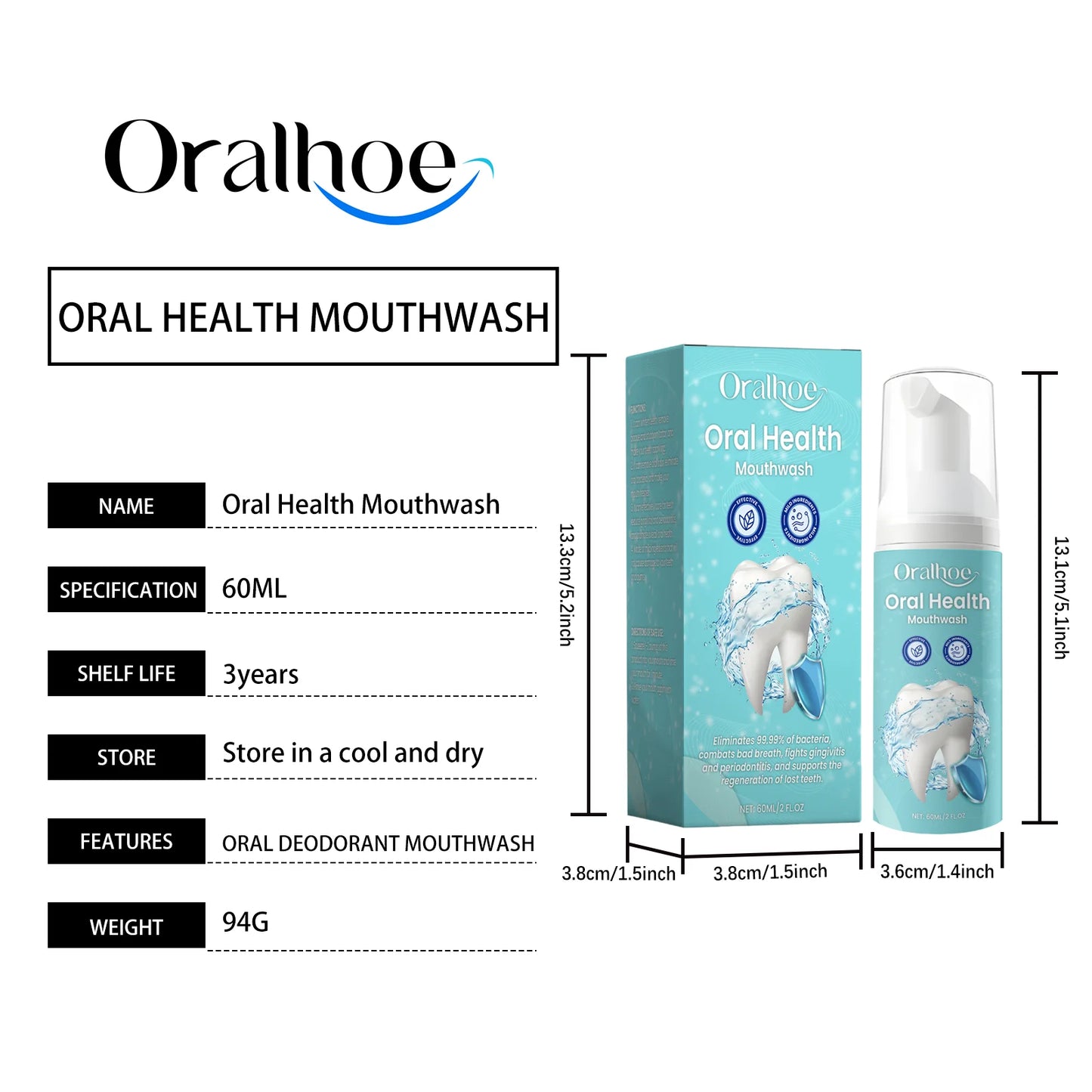 OralHoe Teeth Cleaning Mousse – Whitens, Fresh Breath, Removes Yellow Stains
