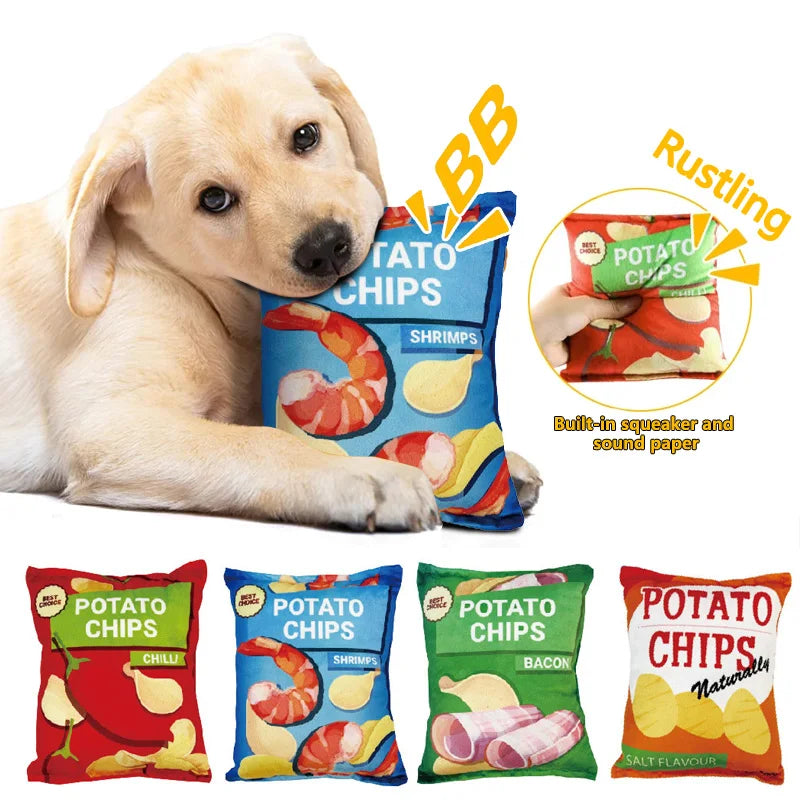 Realistic Potato Chips Plush Chew Toys for Dogs & Cats