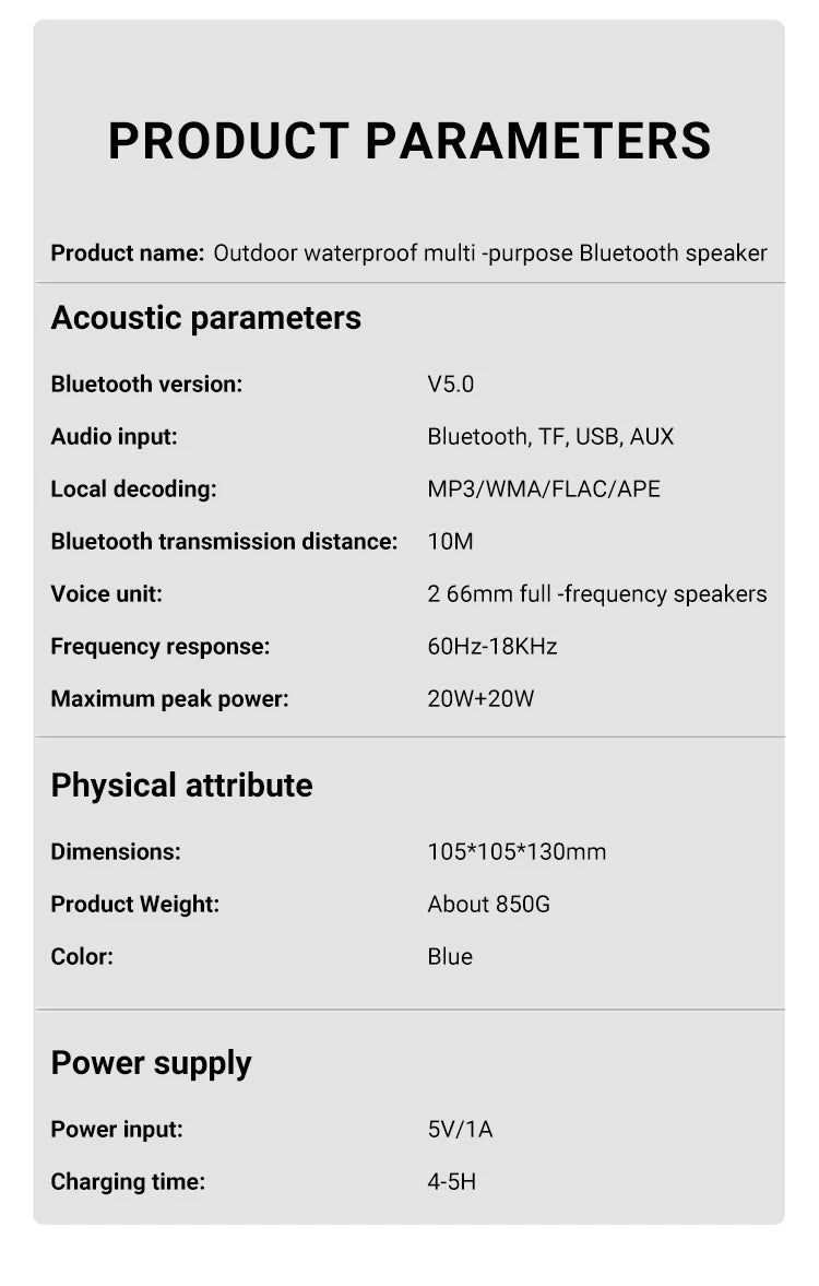 40W Portable Bluetooth Speaker – Power and Portability for Any Adventure