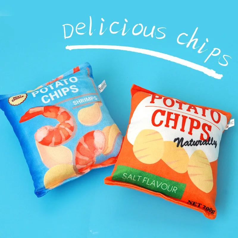 Realistic Potato Chips Plush Chew Toys for Dogs & Cats