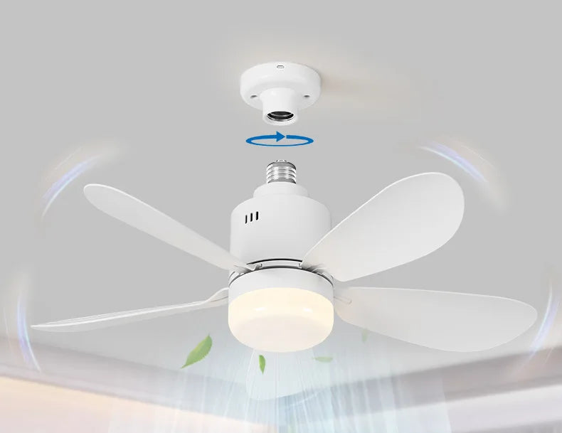 AirGlow™ 2-in-1 LED Bulb Fan with Remote – Socket Ceiling Fan Light for Home/Bedroom