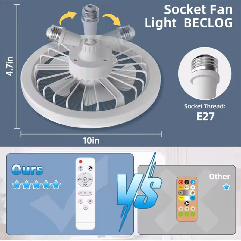 AirFlex™ 3‑in‑1 Rotatable E27 LED Ceiling Fan Light with Remote