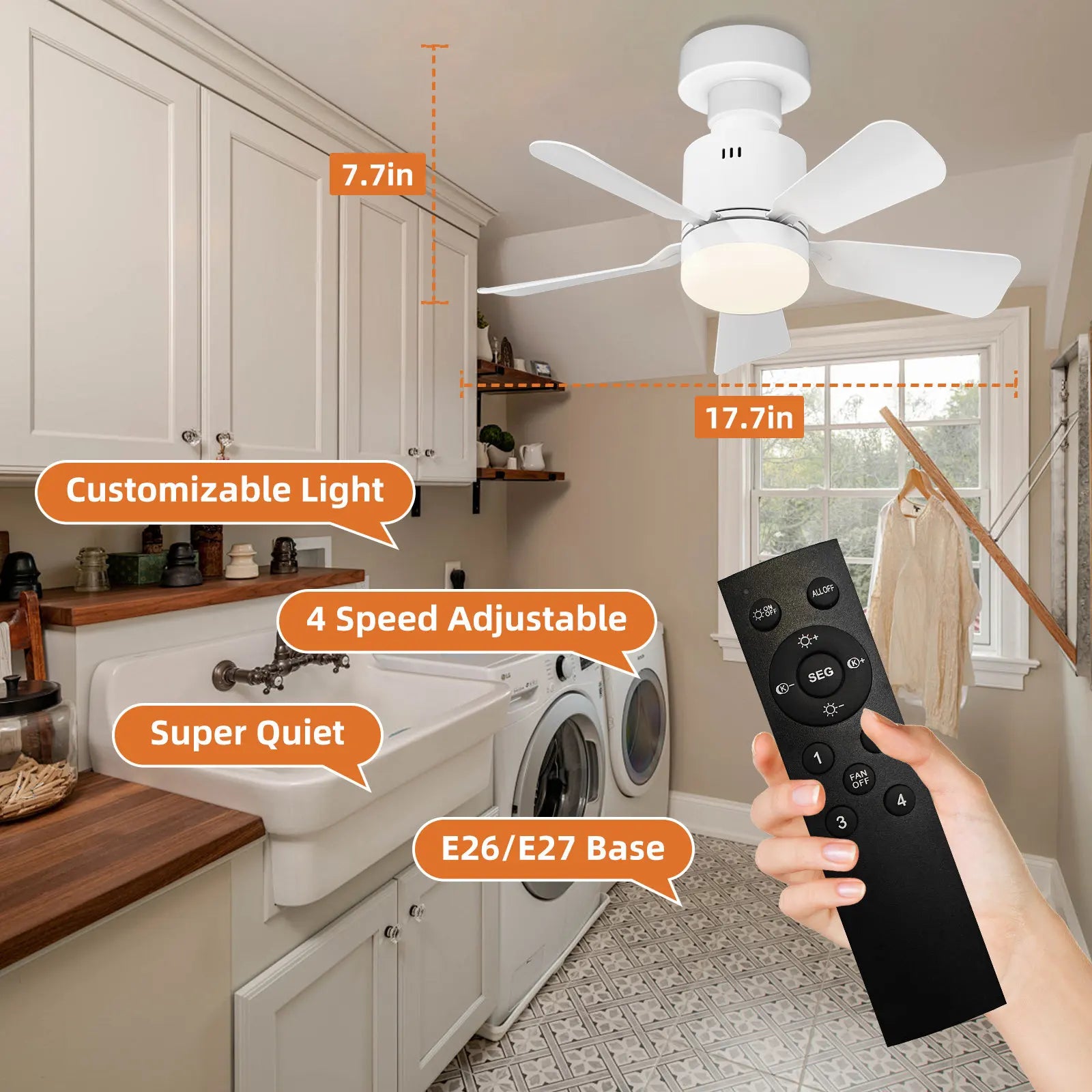 AirGlow™ 2-in-1 LED Bulb Fan with Remote – Socket Ceiling Fan Light for Home/Bedroom