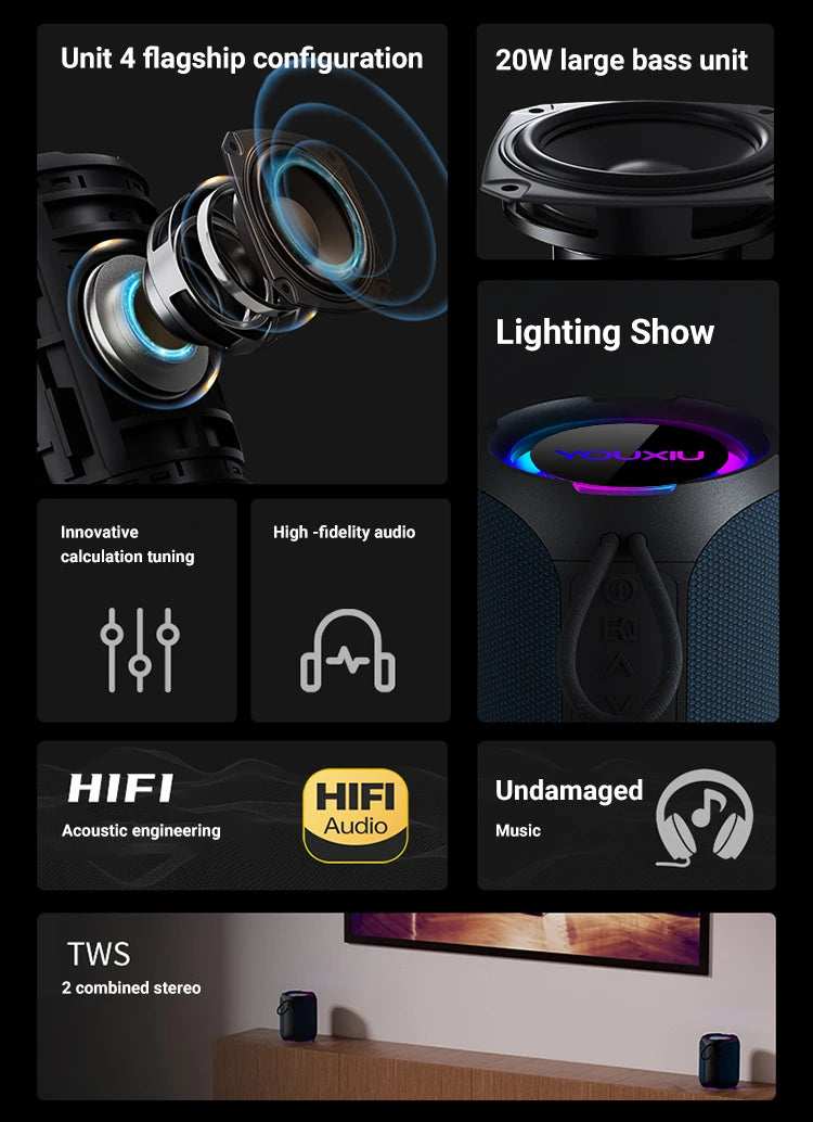 40W Portable Bluetooth Speaker – Power and Portability for Any Adventure