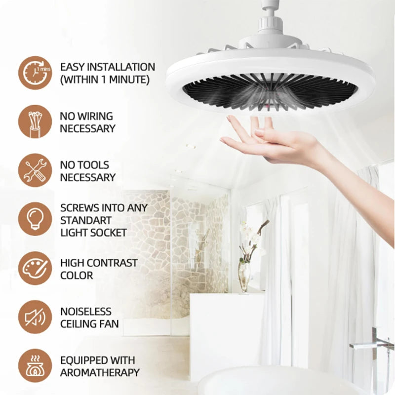 AirFlex™ 3‑in‑1 Rotatable E27 LED Ceiling Fan Light with Remote