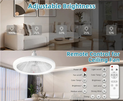 AirFlex™ 3‑in‑1 Rotatable E27 LED Ceiling Fan Light with Remote
