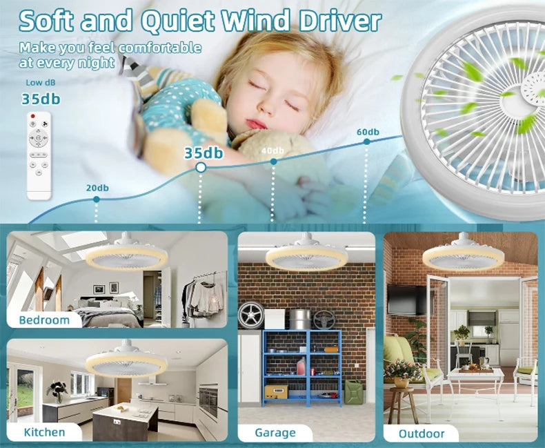 AirFlex™ 3‑in‑1 Rotatable E27 LED Ceiling Fan Light with Remote