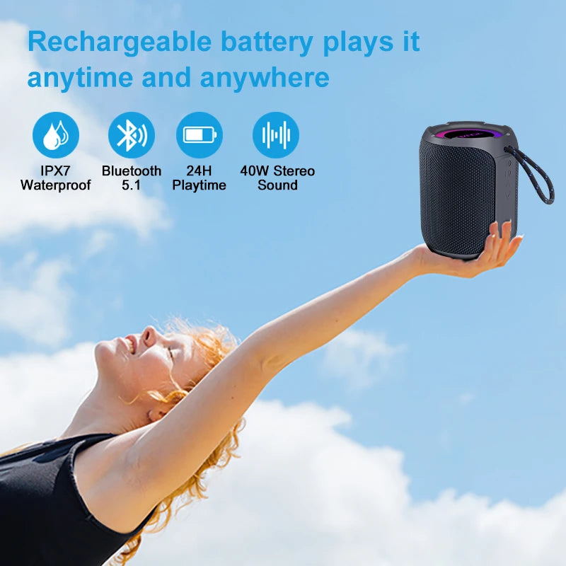 40W Portable Bluetooth Speaker – Power and Portability for Any Adventure