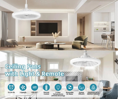 AirFlex™ 3‑in‑1 Rotatable E27 LED Ceiling Fan Light with Remote
