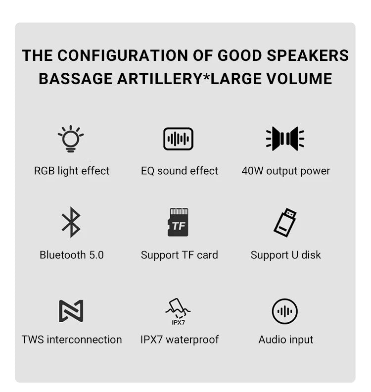 40W Portable Bluetooth Speaker – Power and Portability for Any Adventure