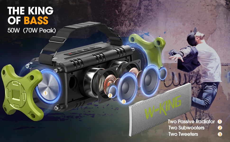 W-KING 50W Bluetooth Speaker: The Ultimate Outdoor Party Powerhouse